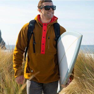 Deso Tenaya Snap Hoodie, New 3/4 Snap Front Fleece Outdoor Sweatshirt, Large